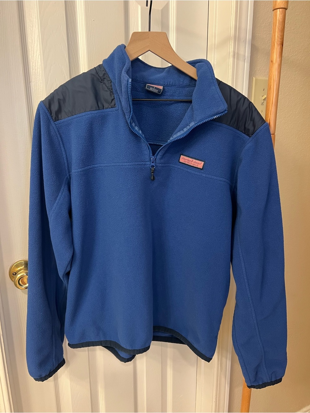 Vineyard Vines Royal Blue Half-Zip Fleece with Dark Shoulder Panels